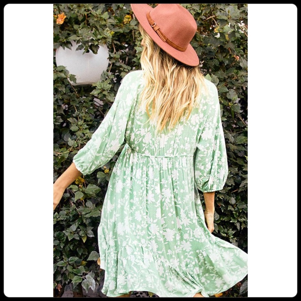 NWT! Sage Delight Boho Floral Midi Dress - Picture 4 of 9
